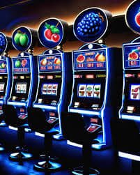 Slot machine reels spinning with vibrant casino-style graphics
